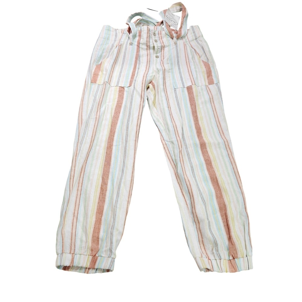 Cato Pants Womens 12 Multicolor Stripe Paperbag Cuffed Twill Casual Travel